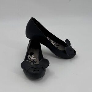 Melissa Mickey & Minnie Mouse Black Peep Toe Flats - Womens Size 5